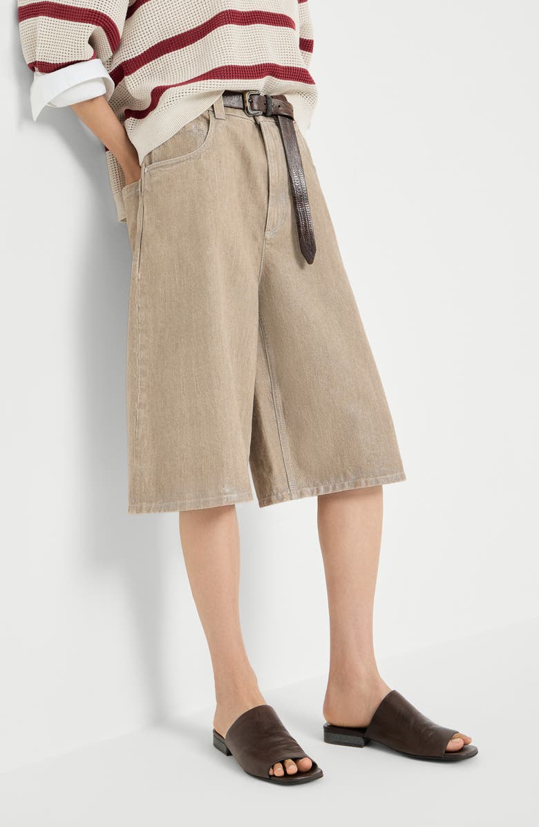 Brunello Cucinelli Denim Bermuda shorts, Alternate, color, Beige