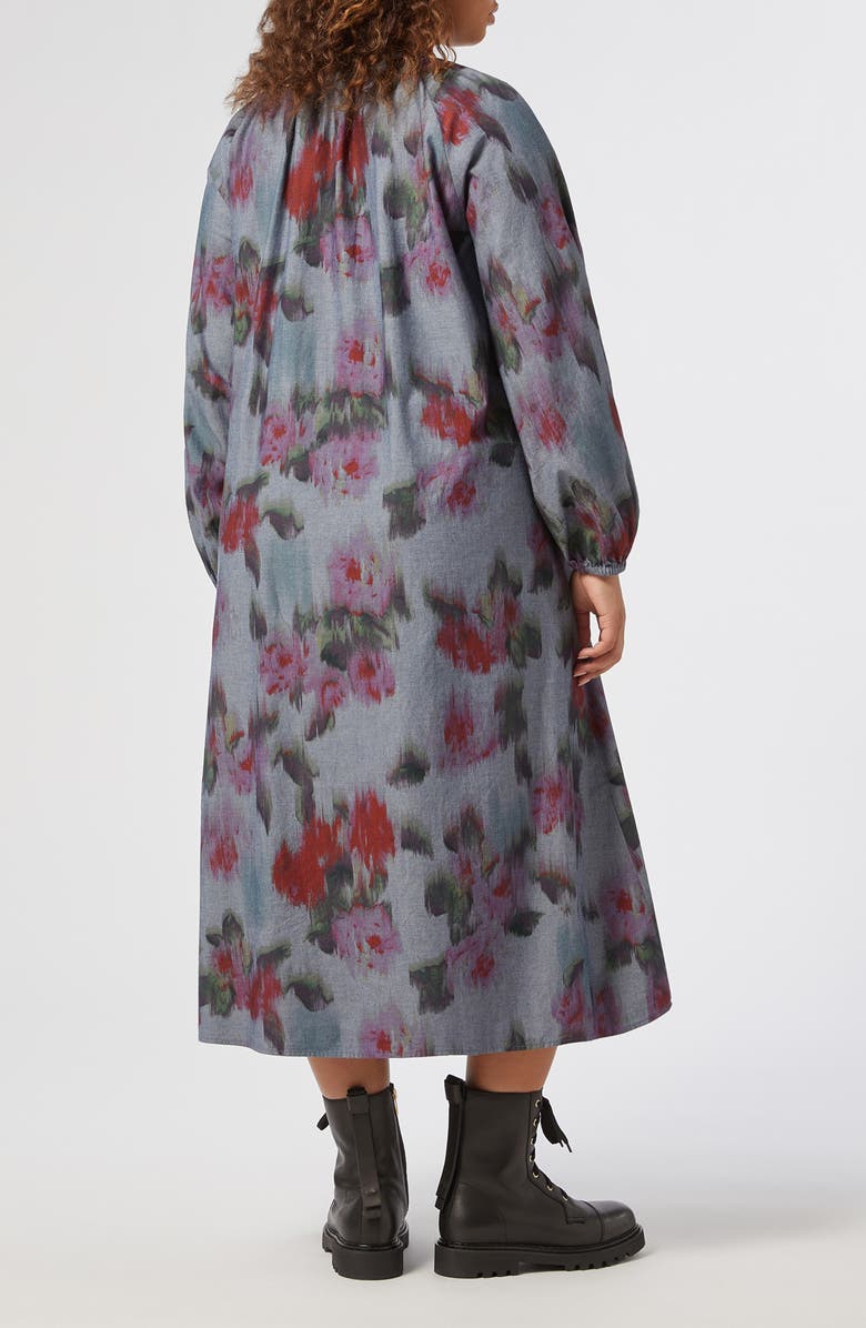 Marina Rinaldi Cimone Abstract Floral Long Sleeve Cotton Shirtdress, Alternate, color, 