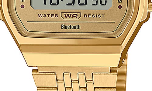 Casio Vintage Goldtone Digital Bracelet Bluetooth® Watch, 41.4mm X 37.9.5mm