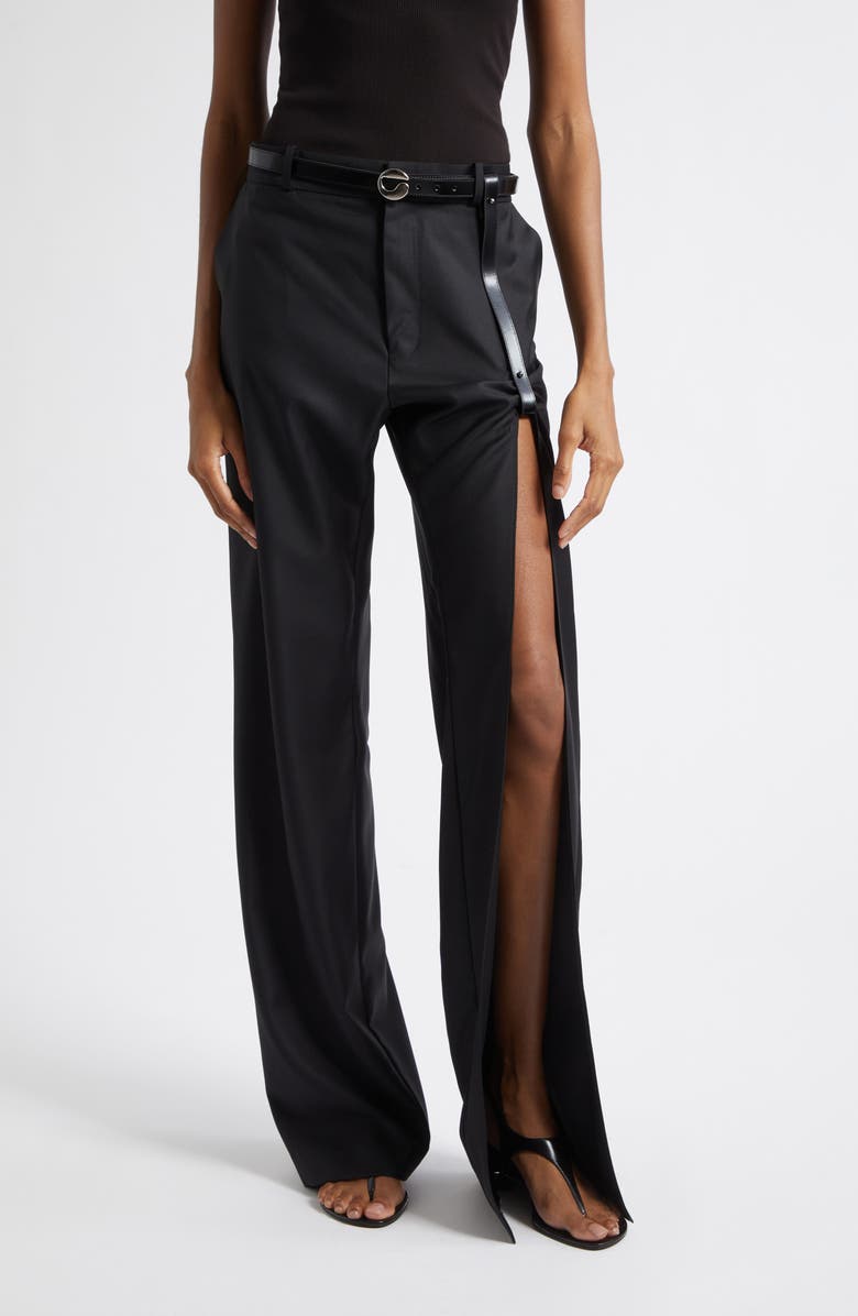 Coperni Suspended Leg Tailored Straight Leg Wool Pants, Main, color, Black