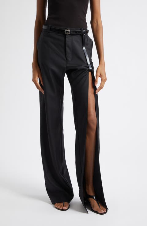 Suspended Leg Tailored Straight Leg Wool Pants