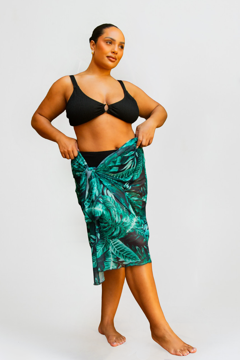 Curve Print Beach Sarong, Alternate, color, Green