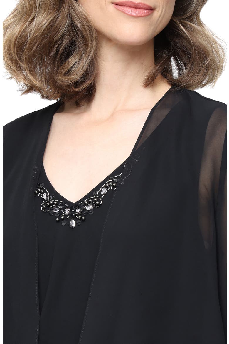 Tiered Ruffle Chiffon Dress with Jacket, Alternate, color, BLACK