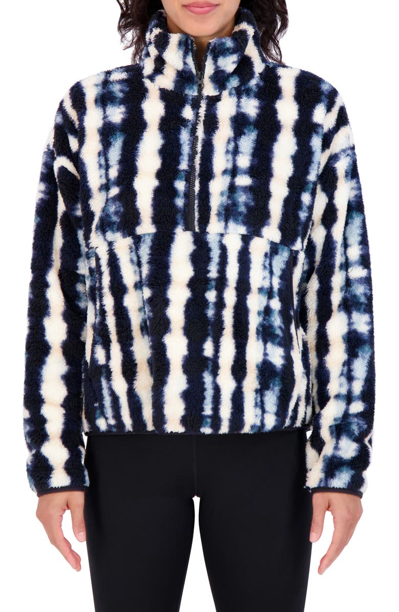 SAGE COLLECTIVE Half Zip Faux Shearling Jacket, Main, color, Tie Dye Plaid