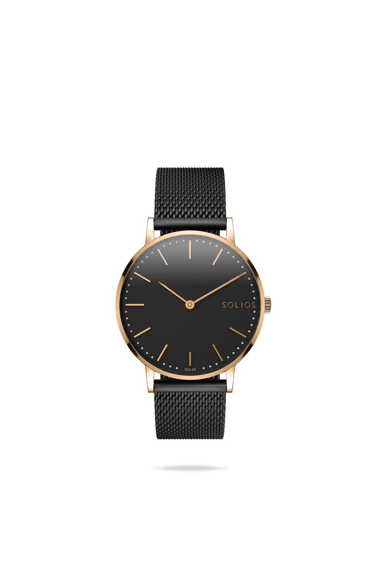 Solios Watches The Solar Classic | Black Dial - Rose Gold Case, Main, color,