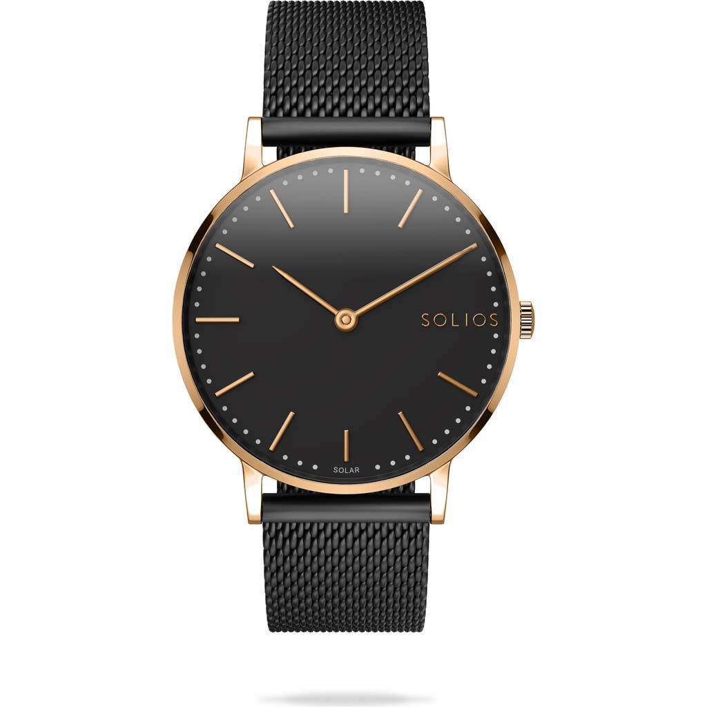 Solios Watches The Solar Classic | Black Dial In Black Mesh Metal