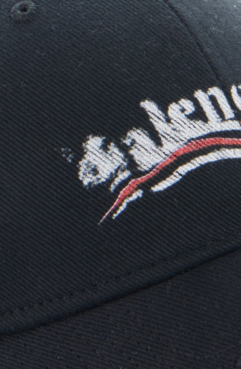 Balenciaga Political Stencil Adjustable Baseball Cap, Alternate, color, Black/ White