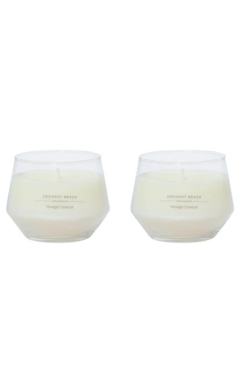 Coconut Beach Studio Candle with Essential Oils, Set of 2, Main, color, White
