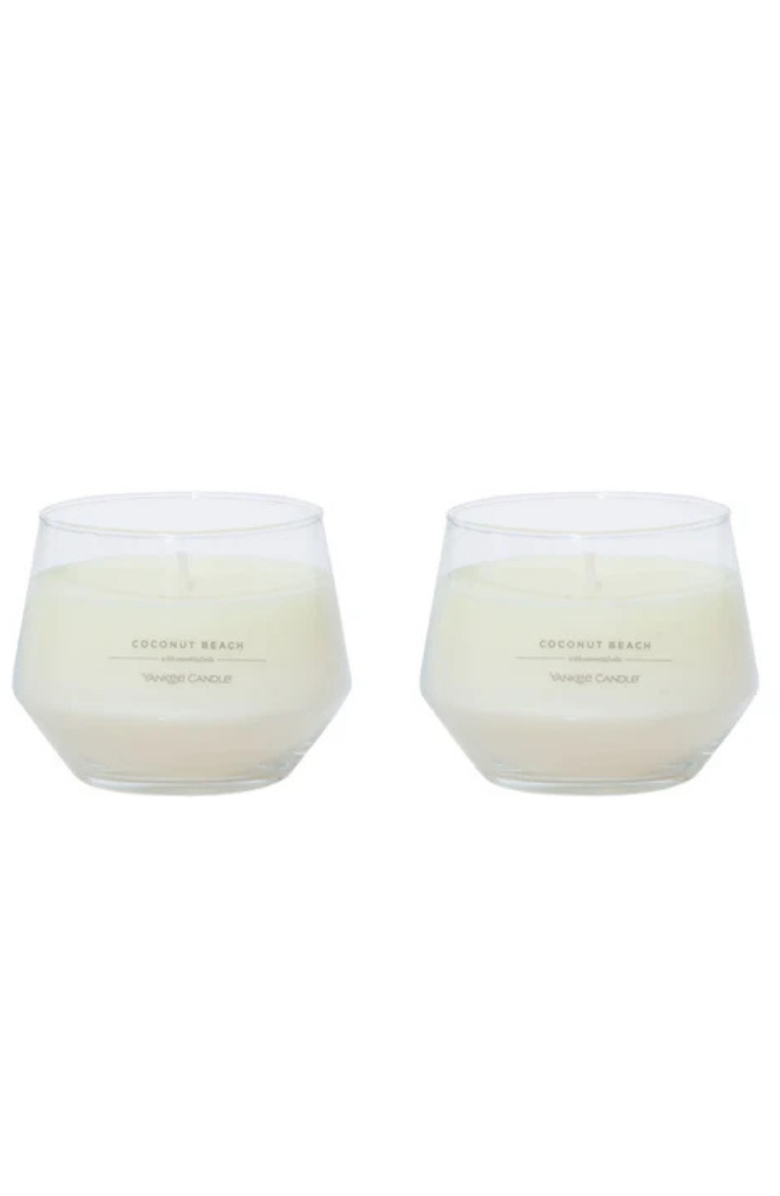 YANKEE CANDLE Coconut Beach Studio Candle with Essential Oils, Set of 2, Main, color, White