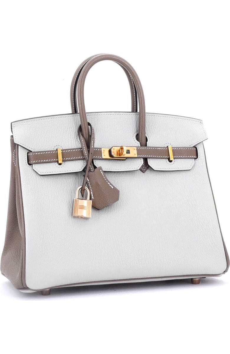 Pre-Owned Hermes Birkin Handbag Bicolor Chevre Mysore with Rose Gold Hardware 25, Alternate, color,