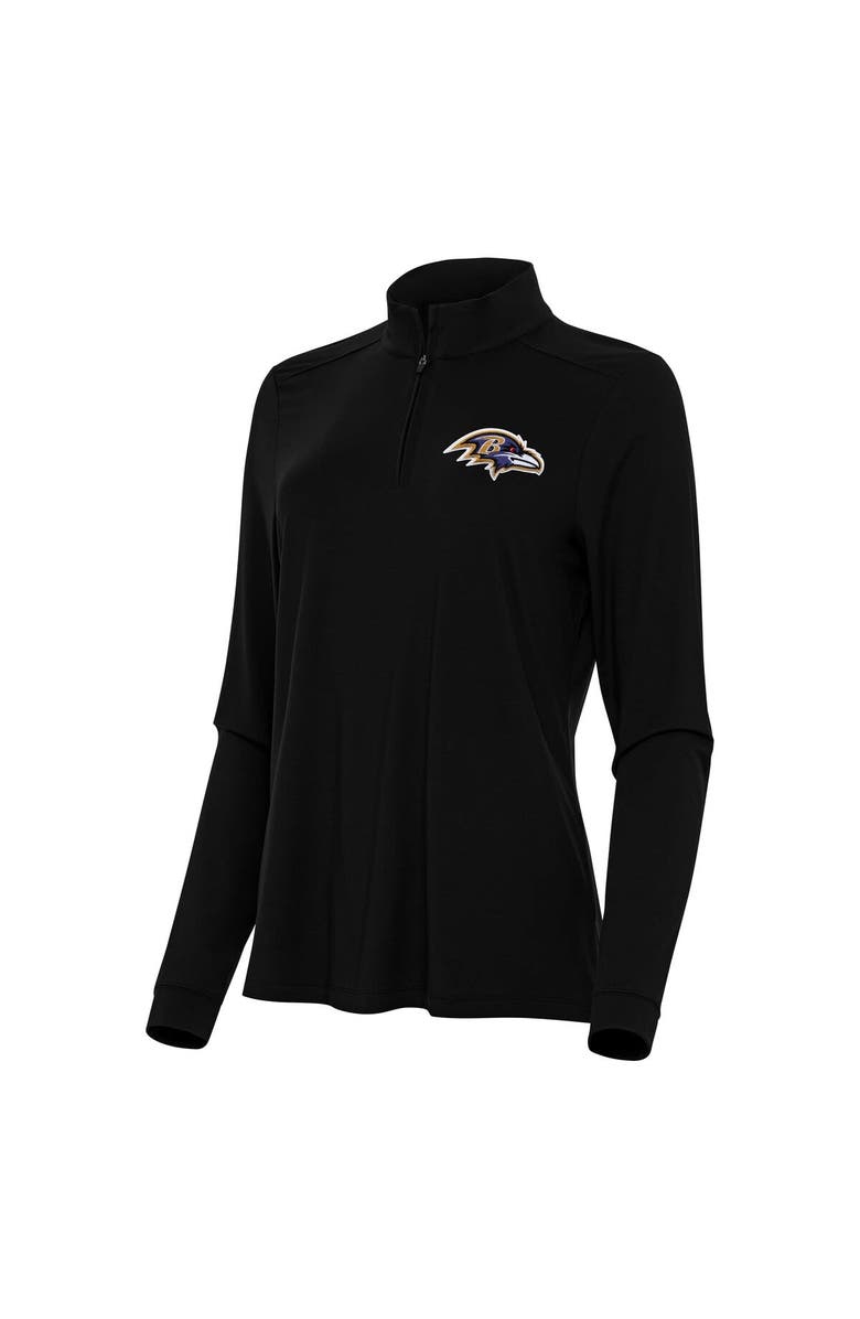 ANTIGUA Women's Antigua  Black Baltimore Ravens Intent Quarter-Zip Sweatshirt, Main, color, 