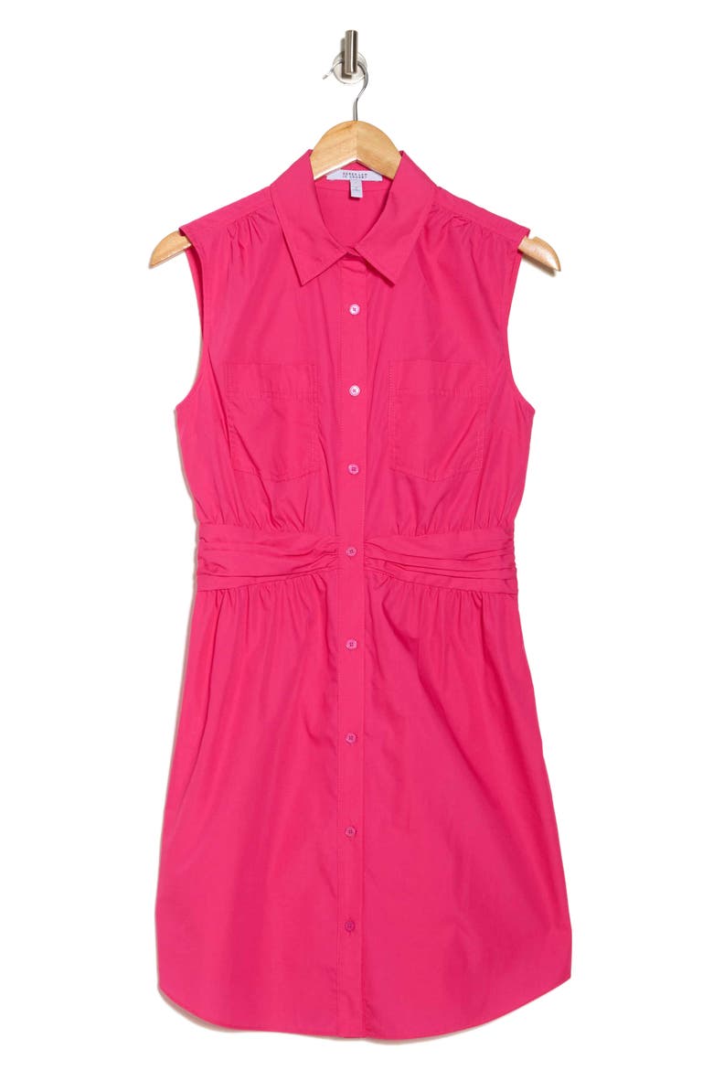 Cora Sleeveless Cotton Shirtdress, Alternate, color, MAGENTA