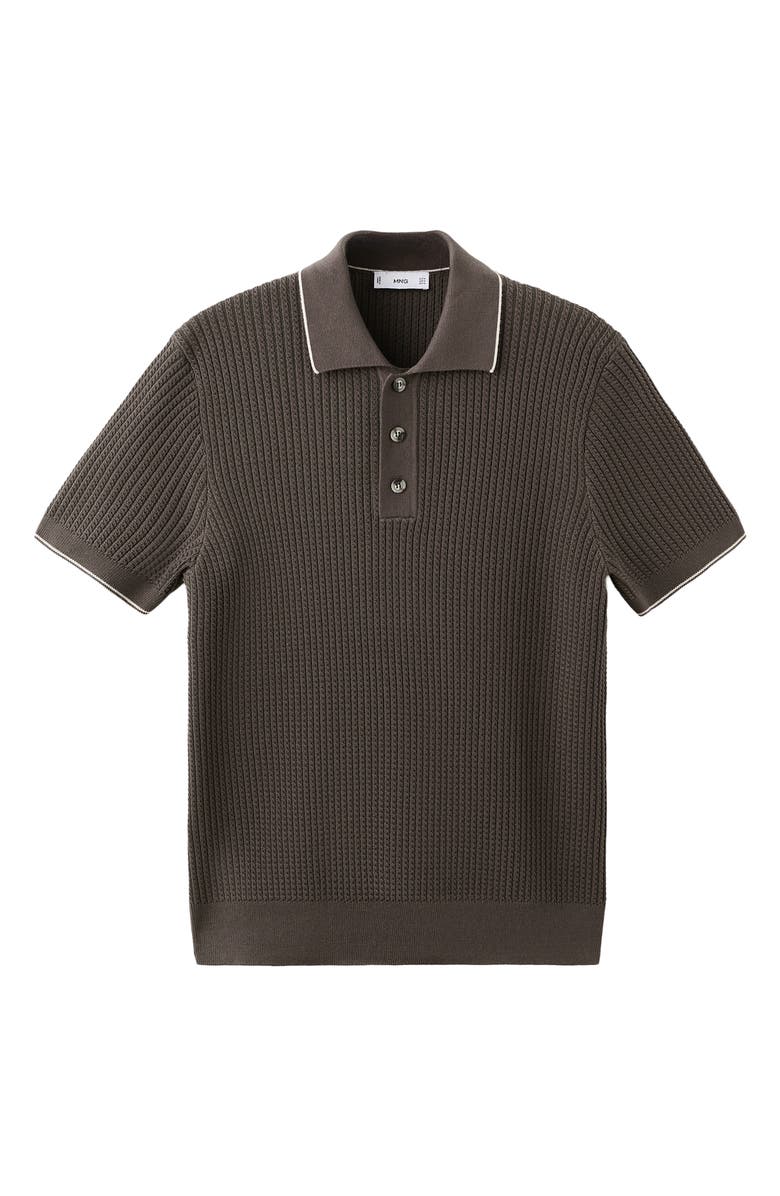 MANGO Fine Knit Herringbone Polo, Alternate, color, Chocolate