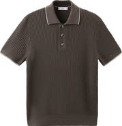 MANGO Fine Knit Herringbone Polo