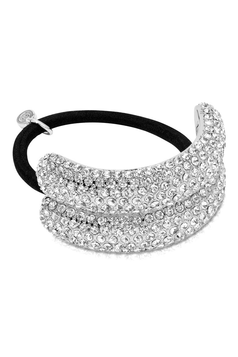 Crystal Sparkle Ponytail Holder, Main, color, SILVER
