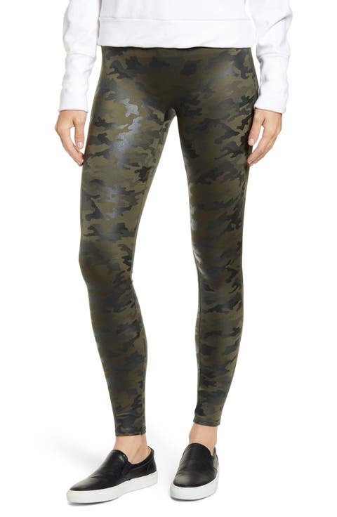 Camo Faux Leather Leggings (Petite)