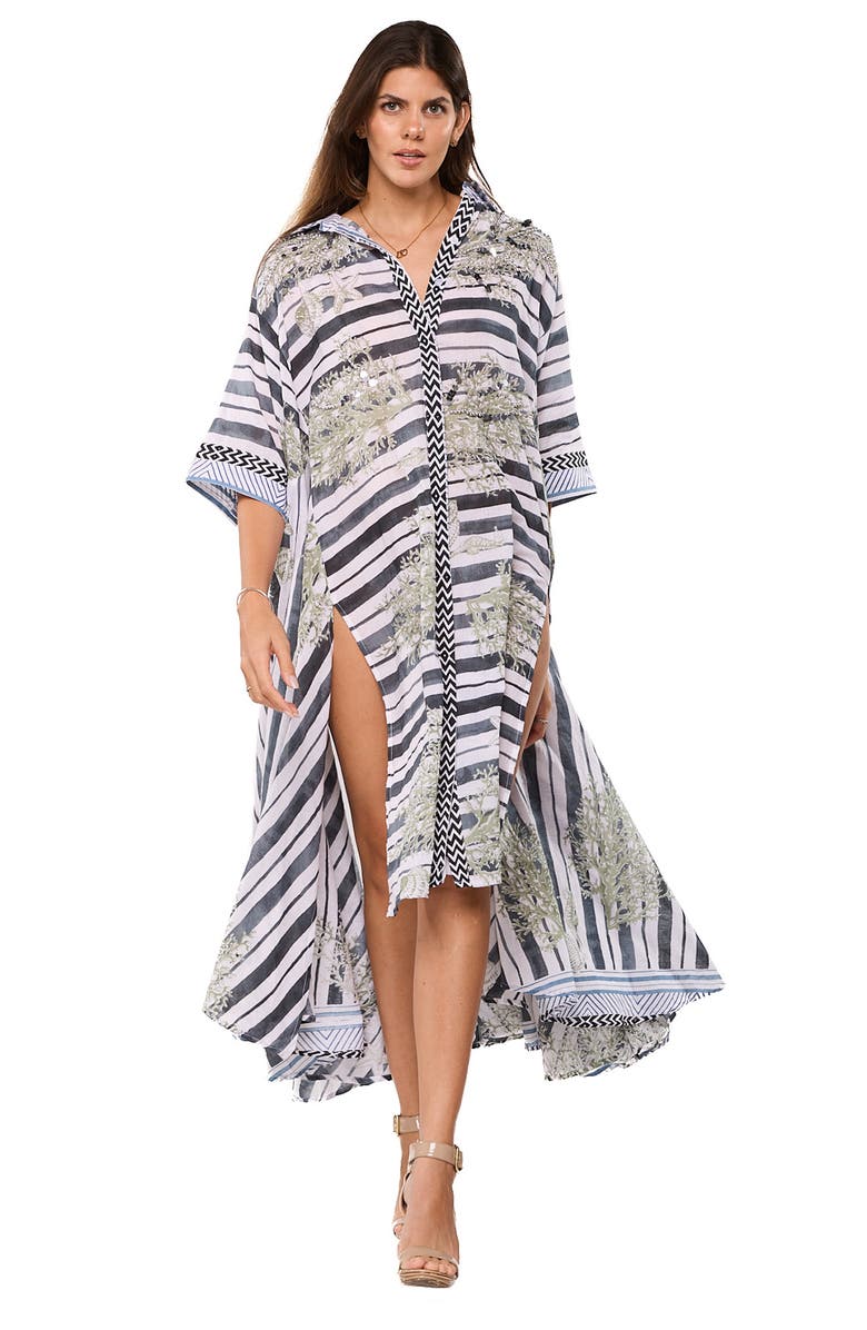 RANEES Shell High-Low Shirtdress, Alternate, color, White