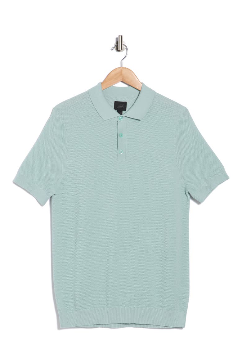 Textured Cotton Polo Sweater, Alternate, color, BLUE CLOUD