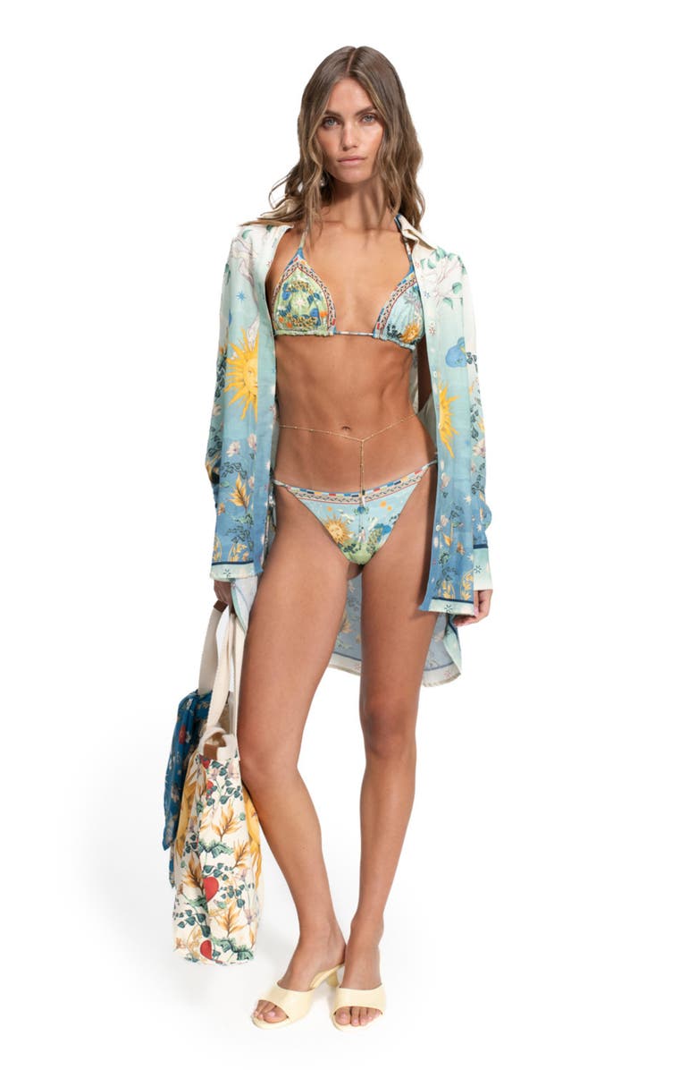 Agua Bendita Lolita Solstice Handmade Beaded Bikini Top, Alternate, color, Blue