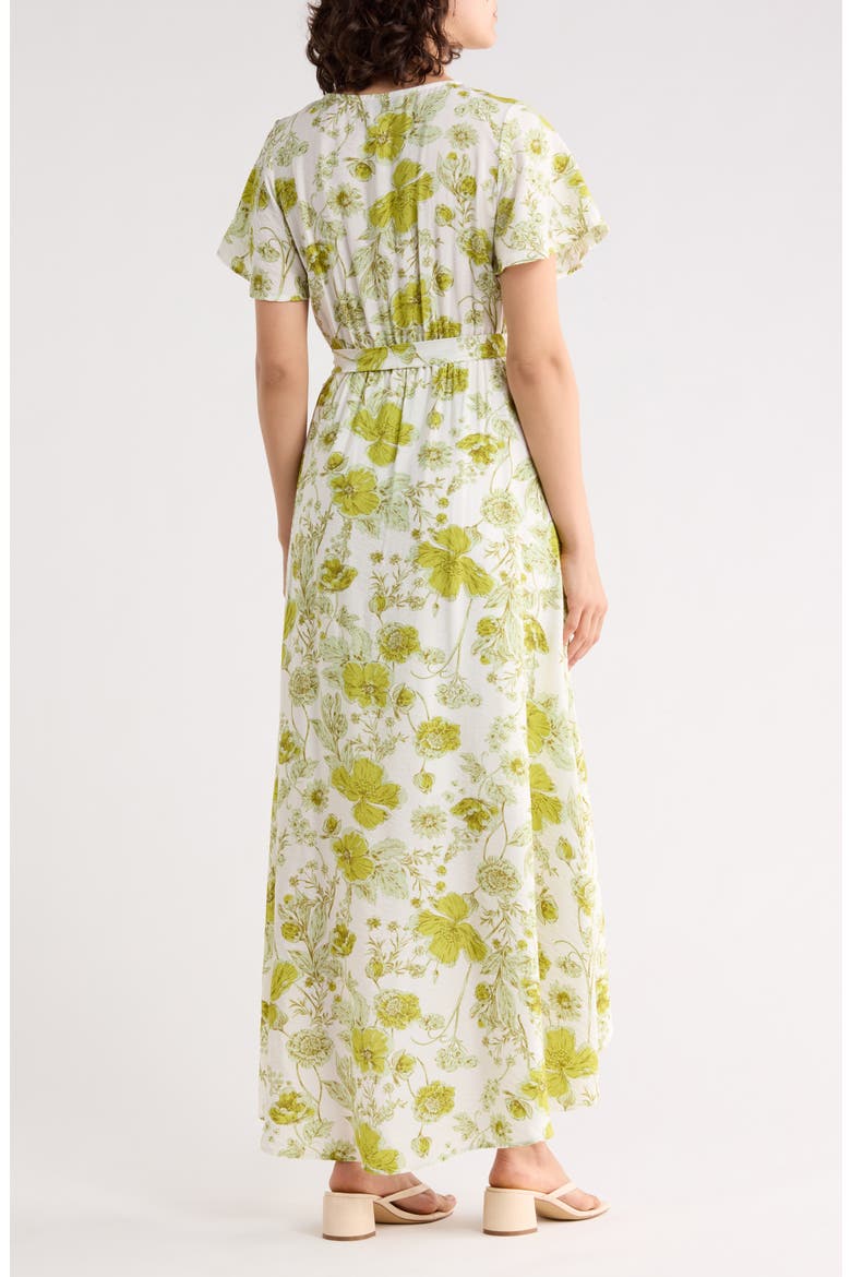 Faux Wrap High Low Dress, Alternate, color, SAGE WHITE FLORAL
