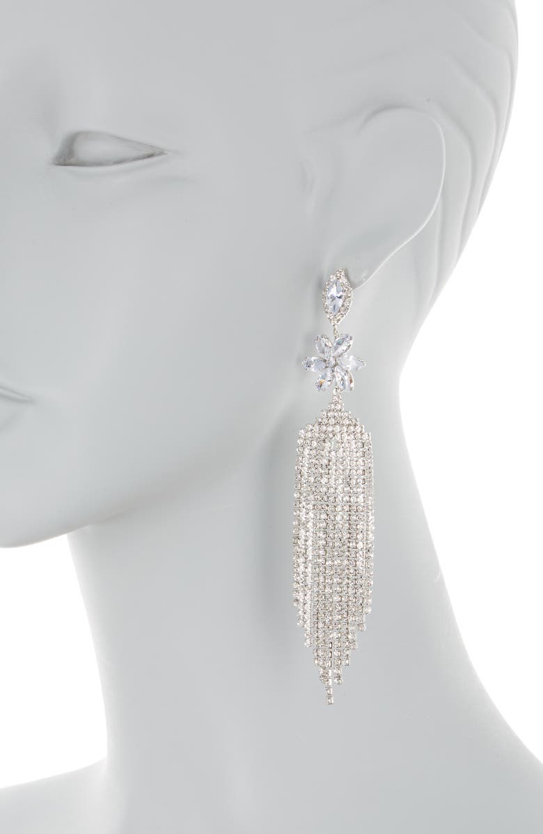 EYE CANDY LOS ANGELES Siciliy Fringe Statement Earrings, Alternate, color, Silver