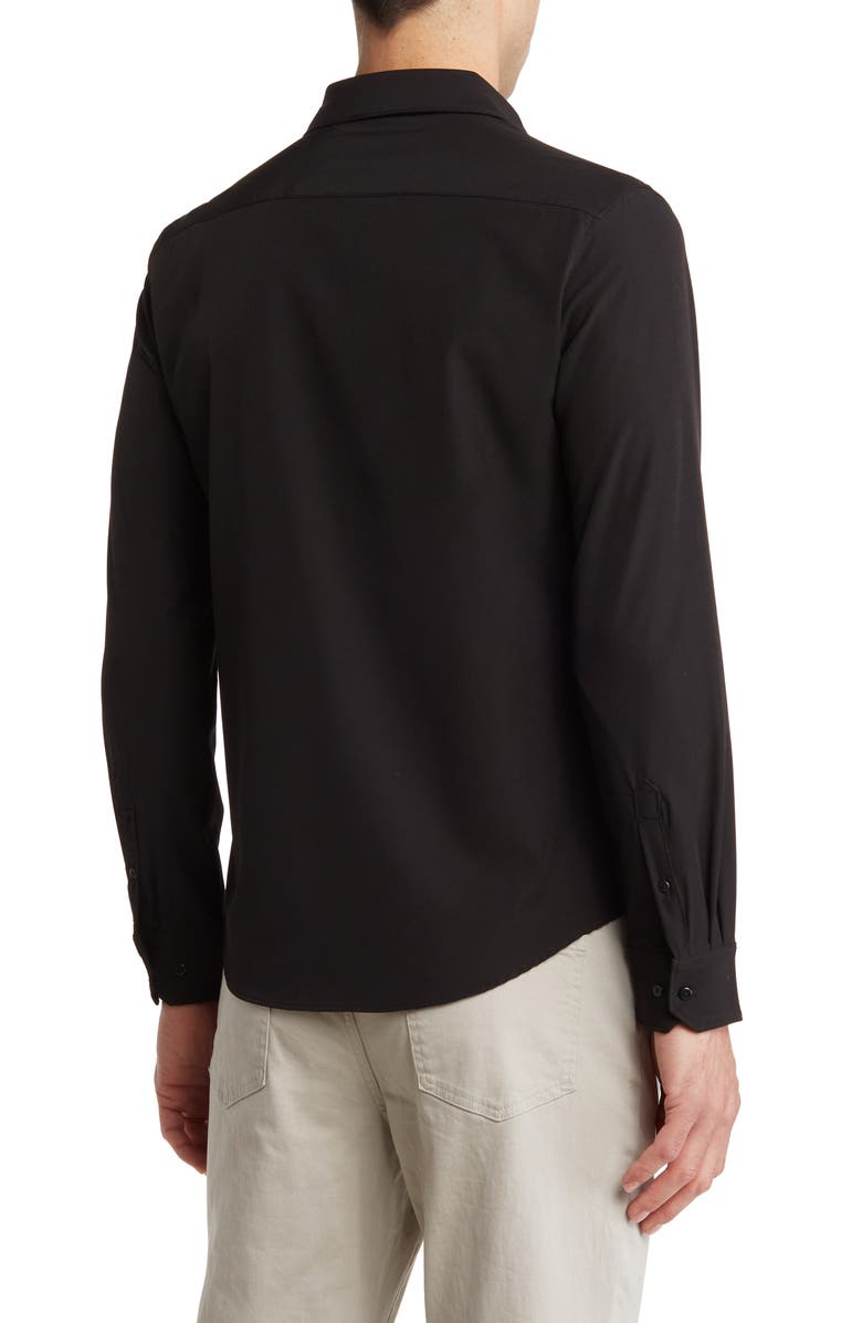 DENIM AND FLOWER Solid Stretch Tech Shirt, Alternate, color, Black