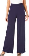 Roaman's Plus Size Pull On Wide Leg Soft Knit Pant