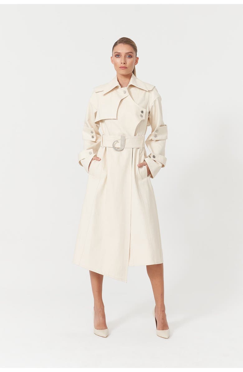 Jendue Chaby Trench Coat, Alternate, color, Ecru