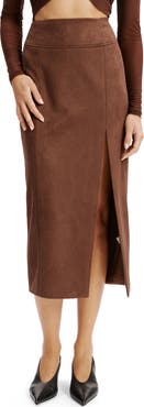 Bardot Dante Faux Suede Midi Skirt