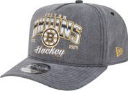 New Era Men's New Era  Charcoal Boston Bruins Throwback Washed A-Frame Pre-Curved 9FIFTY Snapback Hat