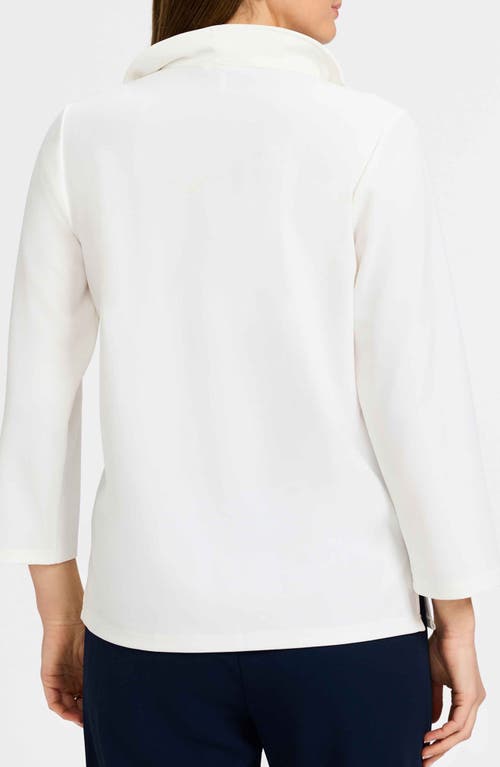 Foxcroft Tammy Ruffle Collar Crepe Top In White