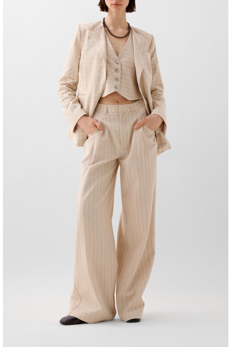 Stripes Check Blazer, Alternate, color, Natural