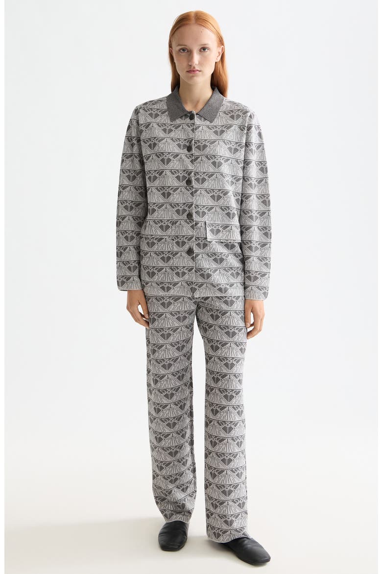 Logo Jacquard Knit Pants, Alternate, color, SILVER/ GUNMETAL