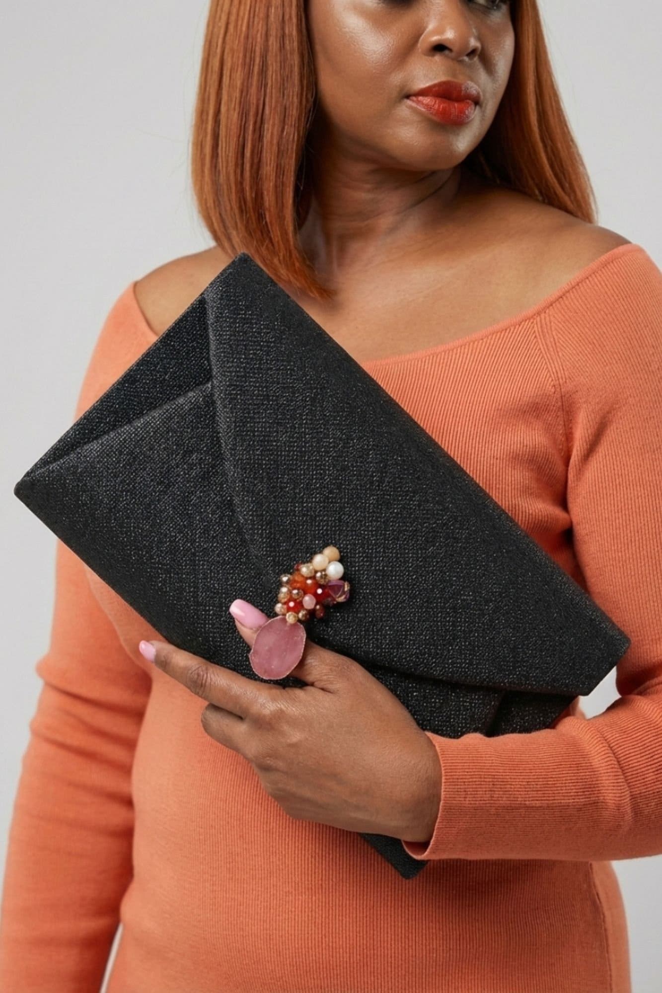 Mabel Oversized Envelope Clutch, Alternate, color, Black