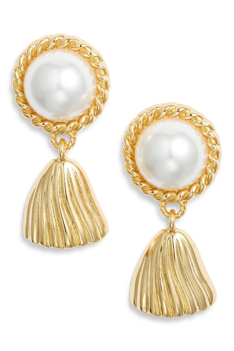 Belle Drop Earrings, Main, color, GOLD/ WHITE