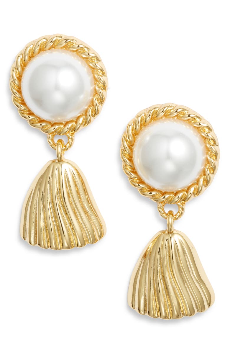 FRASIER STERLING Belle Drop Earrings, Main, color, Gold/ White