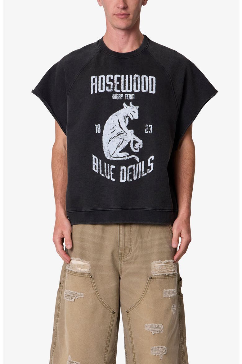Rosewood Distressed Graphic Cutoff T-Shirt, Main, color, WASHED BLACK