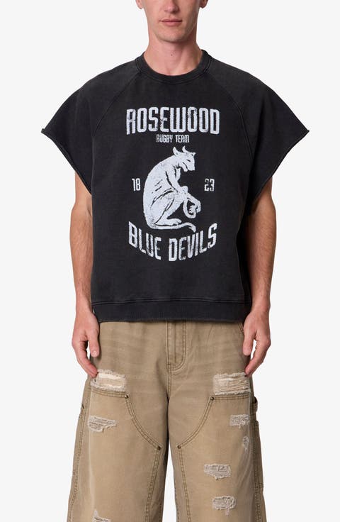 Rosewood Distressed Graphic Cutoff T-Shirt