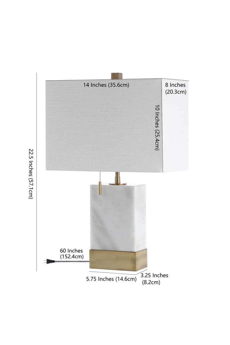 Trevor Marble/Iron Gold Modern Console LED Table Lamp, Alternate, color, White/Brass Gold