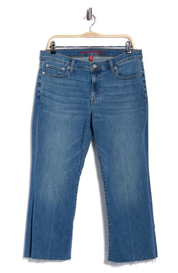Lucky Brand Sweet Raw Hem Kick Crop Flare Leg Jeans In Blue
