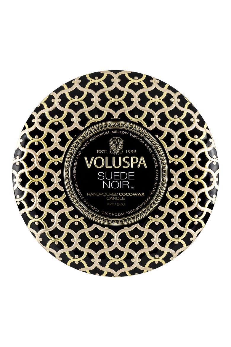 Suede Noir 3-Wick Tin Candle, Alternate, color, SUEDE NOIR