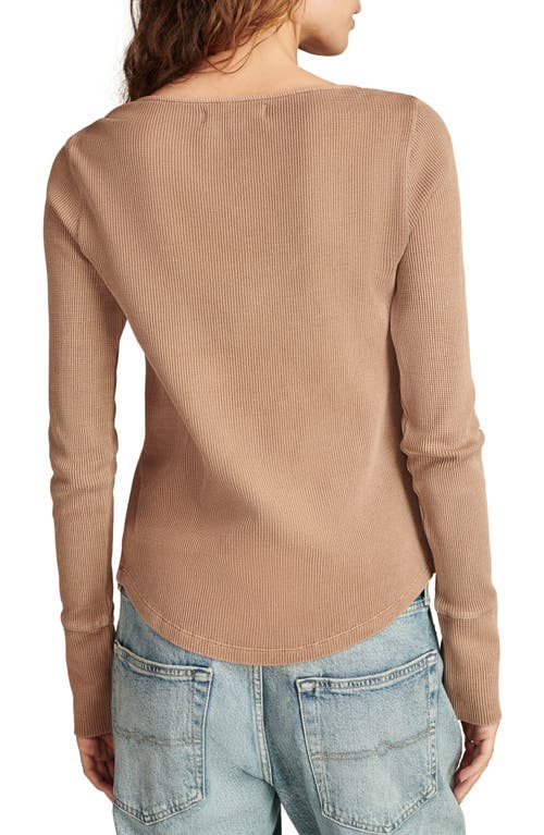 Lucky Brand Embroidered Mesh Henley In Raw Umber