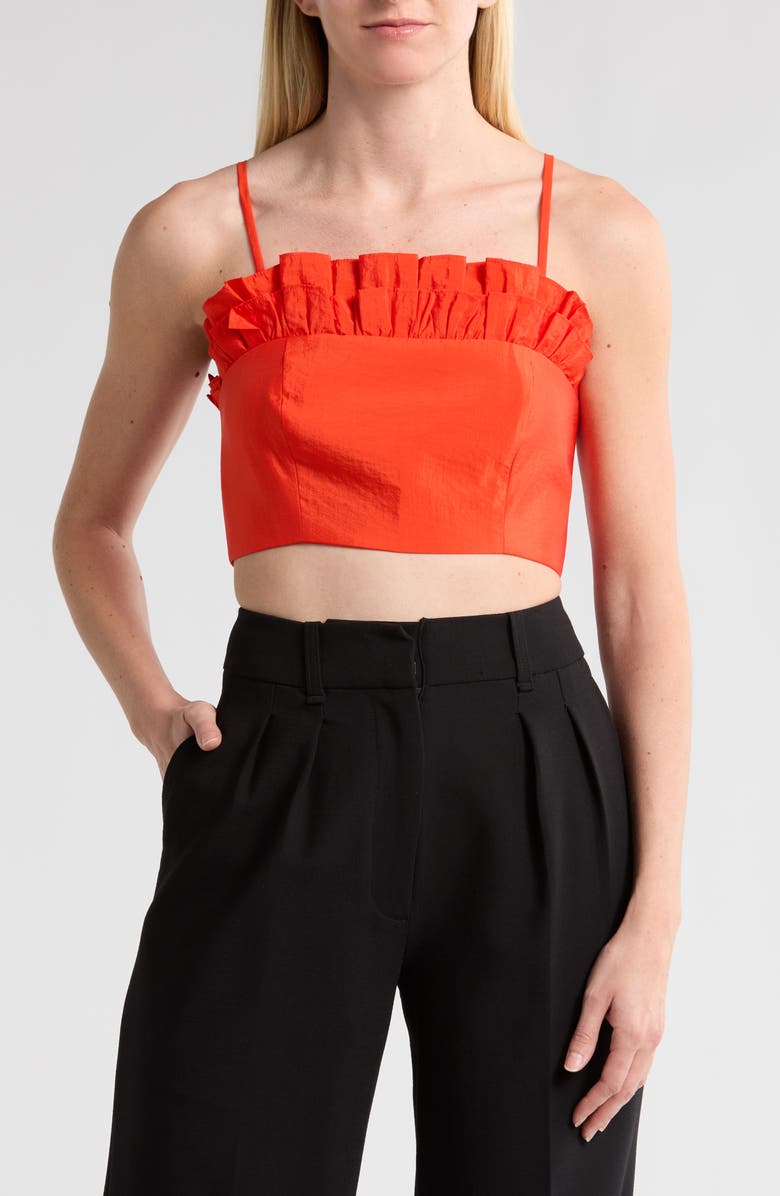Cinq à Sept Pyper Ruffle Crop Top, Main, color, 