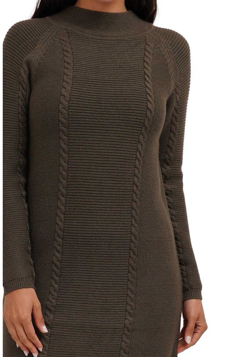 Mock Neck Long Sleeve Sweater Dress, Alternate, color, BURNT OLIVE HEATHER