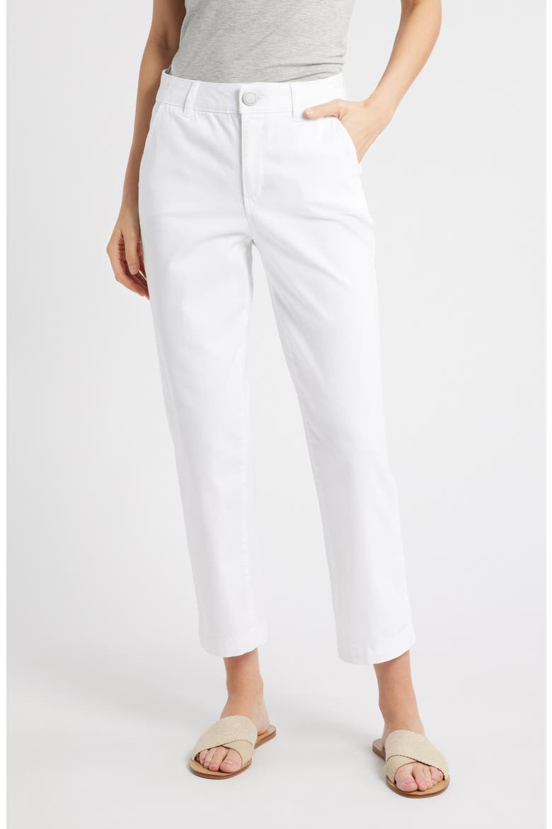 Skyrise Slim Straight Leg Twill Pants, Main, color, WHITE