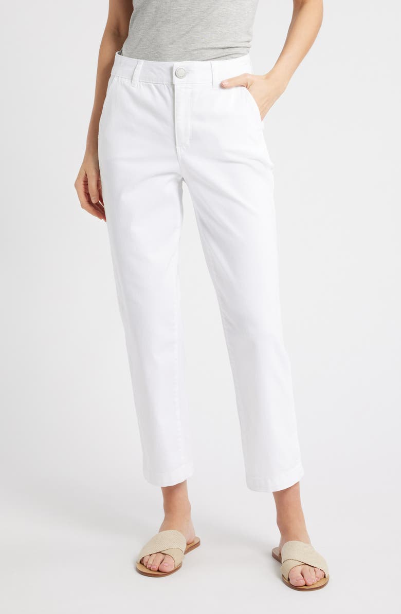 Wit & Wisdom Skyrise Slim Straight Leg Twill Pants, Main, color, White