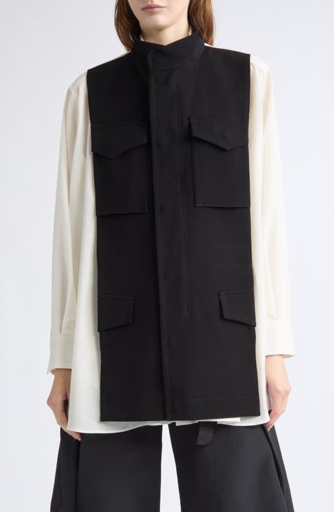 Mixed Media Suiting & Crepe Back Satin Shirt