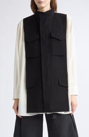 Sacai Mixed Media Suiting & Crepe Back Satin Shirt