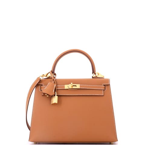 Kelly Handbag Brown Epsom with Gold Hardware 25