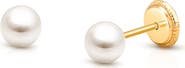 Tiny Blessings 14K Gold 4mm Pearl Stud Screw Back Earrings